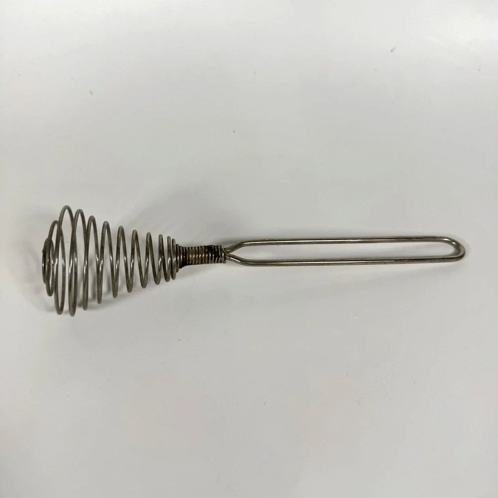 Vtg Spiral Coil Wire Whisk Hand Egg Beater Farmhouse Country Barware MCM
